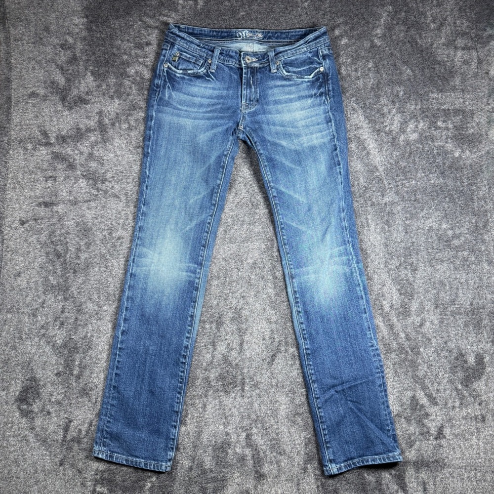 Miss Me Tacoma Straight Leg Jeans Blue Distressed Low Rise JP4349 30x31.5